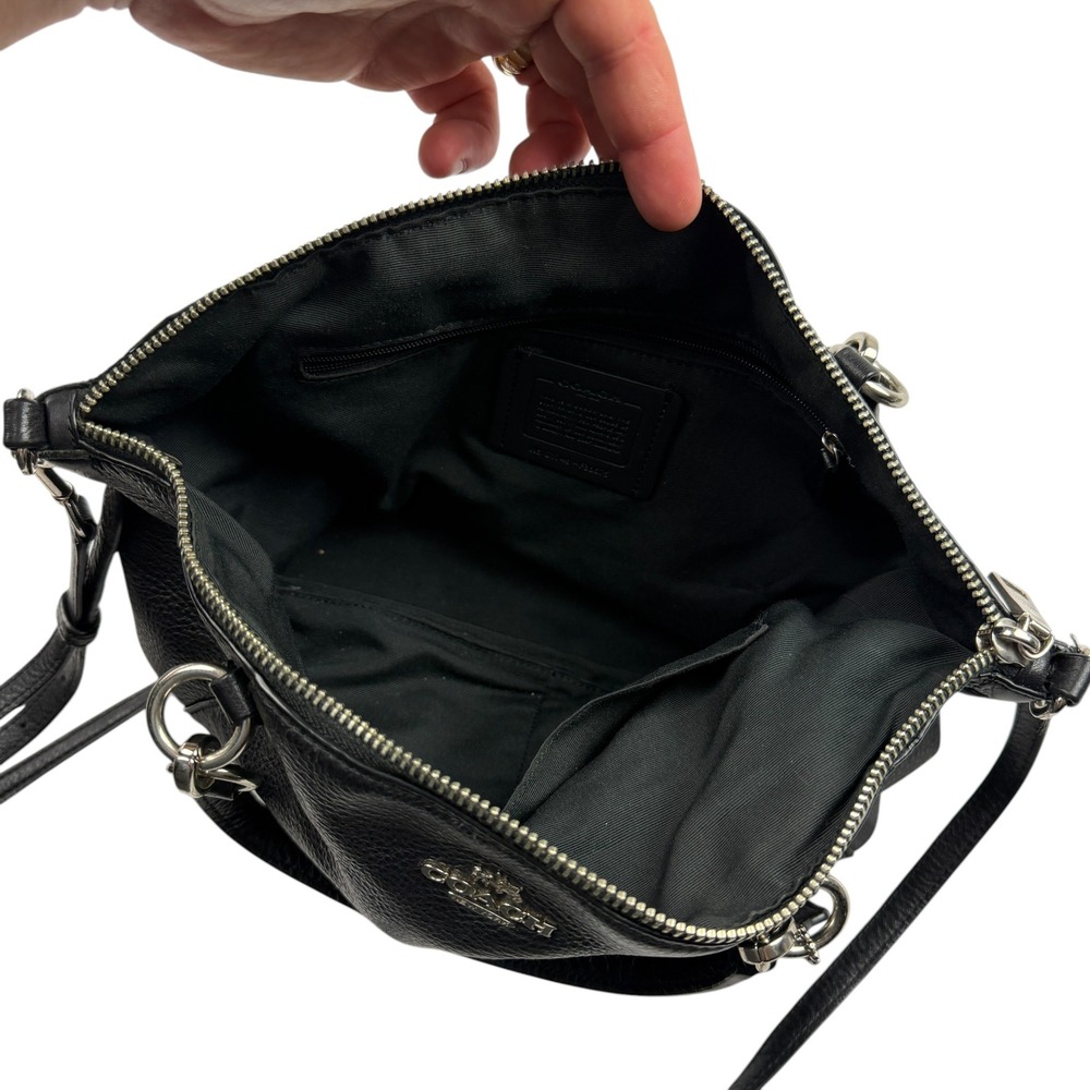 Coach F36675 Black Pebble Leather Kelsey Satchel Crossbody Bag Silver Hardware - Picture 3 of 6